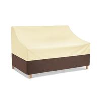 DLLDLGG Outdoor Couch Cover for Patio Furniture, General Purpose 2-3 Seater Sofa Loveseat Cover, Heavy Duty 420D Oxford Waterproof Outside Table and Chair Protection(Beige+Brown,34x31x38in)