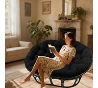 DLLDLGG Oversized Double Papasan Cushion, Rattan Eggshell Hanging Basket Chair Cushion, All-weather Round Supportive Pads for Living Room, Bedroom, Reading Room, Lounge