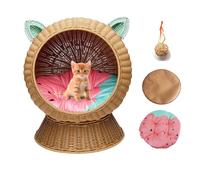 DLLDLGG Rattan Pet Bed Basket,Cat Shelter,Natural Wicker Cat Bed,Durable Cat Nest,Stylish Cat Egg Chair,Comfortable Lounger,Cat Couch, Handmade Braided Kitten Bed