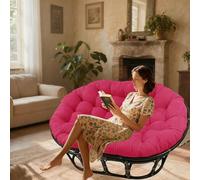 DLLDLGG Round Cushions for Outdoor Furniture, Overstuffed Wicker Double Papasan Recliner Cushions, Tufted Thickened Soft Hammock Egg Swing Chair Cushion for Living Room(Rose red,ORDINARY_67X47IN)