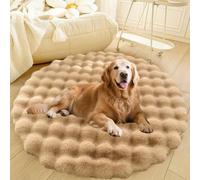 DLLDLGG Washable Round Plush Dog Bed, Soft And Fluffy Cuddler Pet Cushion, Anti Slip Extra Large Shaggy Area Rug, Modern Floor Carpets Mat for Living Room Bedroom(Brown,15in)