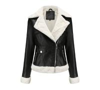 DLLDLGG Winter Aviator Faux Leather Coat Outerwear, Warm Winter Trench Coat, Lapel Faux Leather Jacket