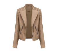 DLLDLGG Women's Faux Leather Moto Biker Jacket Coat, Oversized Cropped Zip up Bomber Outwear, Vintage Gothic Coat