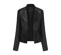 DLLDLGG Women's Faux Leather Moto Biker Jacket Coat, Oversized Cropped Zip up Bomber Outwear, Vintage Gothic Coat