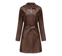 DLLDLGG Women's Faux Leather Trench Coat, Motorcycle Oversized Moto Biker Coat, Vegan Pleather Fashion