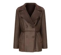 DLLDLGG Women's Faux Shearing Moto Jacket Thick Lined Winter Shearling Coat Leather Jacket Moto Biker Jacket Coffee