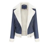 DLLDLGG Womens Oversized Leather Jacket Thicken Fleece Lined Winter Shearling Fluffy Coat Cropped Bomber Jacket