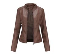 DLLDLGG Womens Oversized Leather Jackets Faux Casual Zip Up Trendy Fashion Outfits Streetwear Jacket with Pockets