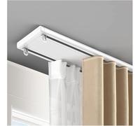 DLLDQBD Curtain Track System - Heavy-Duty Double Row Ceiling Mount With Mute Rollers, Conjoined Double Track Rails(Size:250cm/8.2ft,Color:White)