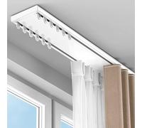 DLLDQBD Double Row Curtain Track Silent Curtain Rail Heavy Duty Drop Ceiling Curtain Track for Curtains - Room Divider for Living Room Bedroom Hospital Easy Install(Size:130cm/4.3ft,Color:White)