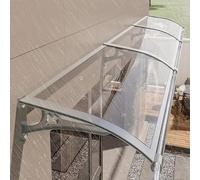 DLLDQBD Generic Modern Glass Canopy for Front Door Window Awning with Aluminium Silver Grey Bracket Polycarbonate Board Porch Outdoor Door Canopy(Size:100x120cm/39 x47)