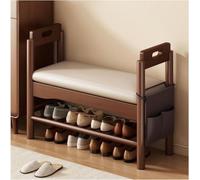 DLLDQBD Shoe Bench with Armrest Support and Leather Upholstered Shoe Rack with Storage Bag Entryway Bench for Living Room Front Door Entrance Hallway,Ideal for Home(Size:80cm/31.5in)