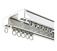 DLLDQBD Silent Double Row Ceiling Curtain Track, Heavy-Duty Curtain Double Track Rails, Aluminum Drop Drapes Rail For Bedroom, Living Room, Hospital(Size:5.0FT/150CM,Color:White)
