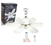 DLLHAVEALL Ceiling Fan with Lights and Remote, E27 Bayonet Screw in Ceiling Fans Lights, Dimmable Led Outdoor Lights with Fan, 52cm Small Bulb Fans for Bedroom Kitchen Bathroom Garage