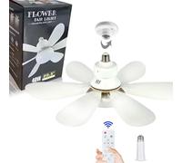 DLLHAVENU Ceiling Fans with Light and Remote, 52cm Screw-in Ceiling Fan with LED Bulb, Quiet Light Socket Fan for Bedroom, Kitchen, Bathroom, Plug in Ceiling Fan Light