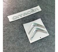 DLLHL Car Emblems for Citroen C1 2008-2012,Metal Logo Badge Original Quality Badge Decal Selfadhesive Emblem Sticker 3D Emblem Ornaments Car Accessories,Silver-Logo+Letters