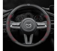 DLLHL Steering Wheel Cover for Mazda MX-5 NC NB NA,Napa Leather Carbon Fiber Steering Wheel Cover Protector Matches Car Interior Anti-Slip Enhanced Grip Decoration Car Accessory,Red