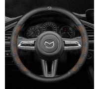 DLLHL Steering Wheel Cover for Mazda MX-5 NC NB NA,Napa Leather Carbon Fiber Steering Wheel Cover Protector Matches Car Interior Anti-Slip Enhanced Grip Decoration Car Accessory,Orange