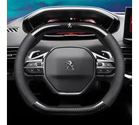 DLLHL Steering Wheel Cover for Peugeot 3008 2016-2020,Napa Leather Carbon Fiber Steering Wheel Cover Protector Matches Car Interior Anti-Slip Enhanced Grip Decoration Car Accessory,Black