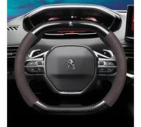 DLLHL Steering Wheel Cover for Peugeot 3008 2016-2020,Napa Leather Carbon Fiber Steering Wheel Cover Protector Matches Car Interior Anti-Slip Enhanced Grip Decoration Car Accessory,Brown