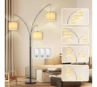 DLLT Modern Floor Lamp for Room: 3-Light Black Tree Dimmable Floor Lamps with Beige Shades for Bedroom - Arc Standing Lamp for Living Room - Tall Floor Lamp for Office Corner 3 LED Bulbs Included