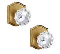 Dllween Crystal Dummy Door Knob Interior, Antique Brass Glass Dummy Door Knob Door Handles for Closet Bifold Doors, 2 Pack