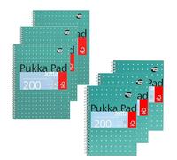 DLM Direct Pukka Pad A5 Jotta 3 Pack & A4 Metallic Jotta 3 Pack Wirebound, 80GSM 4 Hole Punch & Smooth Writing Paper, Perforated, 200 Pages Ideal for School, Office and Home (Green)