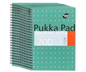 DLM Direct Pukka Pad A5 Squared Jotta Book, 200 Pages Wirebound Notebook, 5mm Squared Paper, 80GSM Paper, Perforated Edges for School, Office, Notes and Journaling