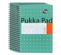 DLM Direct Pukka Pad A5 Squared Jotta Book 200 Pages Wirebound Notebook with 5mm Squares, 80GSM Paper with Perforated Edges for School Office & Journaling (Pack of 6)