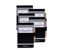DLM Direct Pukka Pad Pocket Notebook - A7 Notepad with Pencil and Elasticated Strap, 200 Ruled Pages Pocket-Sized Black Notebook, Headbound Small Journal for Quick Notes, Travel & Work