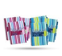 DLM Direct Pukka Pad Project Book - Assorted Colour Polypropylene Stripes Cover Project Notebook, 250 Perforated Pages & 5 Dividers Notepad, Wire Bound A4 Notebooks for School, Office Notes