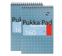 DLM Direct Pukka Pad Reporter's Notepad - Metallic Blue 80gsm Paper Notebook, 160 Pages College Ruled Writing Pad, Perforated Tear Out Sheets Note Pad for Office, School & Study Notes | Pack of 2