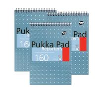 DLM Direct Pukka Pad Reporter's Notepad - Metallic Blue 80gsm Paper Notebook, 160 Pages College Ruled Writing Pad, Perforated Tear Out Sheets Note Pad for Office, School & Study Notes | Pack of 3