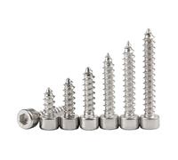 DLNTXFDG 10pcs-50pcs 304 Stainless Steel M2 M2.6 M3 M3.5 M4 M5 M6 Allen Hex Hexagon Round Head Wood Self Tapping Screw(45mm,M6 (10pcs))