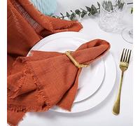 Dloapesy Cheesecloth Napkins, Set of 6, Weddings Decorative Napkins, Dinner Parties, Everyday use, Hand Dyed 100% Cotton Napkins(Terracotta, 42cm*42cm)