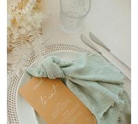 Dloapesy Cheesecloth Napkins, Set of 6, Weddings Decorative Napkins, Dinner Parties, Everyday use, Hand Dyed 100% Cotton Napkins (Light Green, 42cm*42cm)
