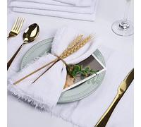 Dloapesy Cheesecloth Napkins - Set of 6, Weddings & Dinner Parties, Everyday Use, Hand Dyed 100% Cotton (42cm*42cm) - White