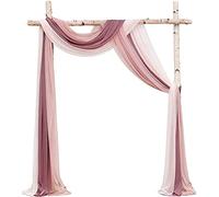 Dloapesy Wedding Party Reception Arch Draping Fabric 3 Panels 30" x 20Ft Chiffon Fabric Drapery Wedding Ceremony Reception Swag Decorations (3, Dusty Rose +Mauve +Blush)