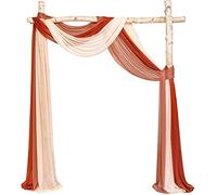 Dloapesy Wedding Party Reception Arch Draping Fabric 3 Panels 30" x 20Ft Chiffon Fabric Drapery Wedding Ceremony Reception Swag Decorations (3PCS, Peach +Coral Peach +Terracotta)