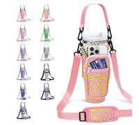DLOCCOLD Water Bottle Carrier Bag with Phone Pocket for 40 oz Tumbler, Water Bottle Holder with Adjustable Shoulder & Handheld Strap, Carrier Sling Bag for Water Bottle Walking Camping Travelling