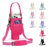 DLOCCOLD Water Bottle Carrier Bag with Phone Pocket for 40 oz Tumbler, Water Bottle Holder with Adjustable Shoulder & Handheld Strap, Carrier Sling Bag for Water Bottle Walking Camping Travelling