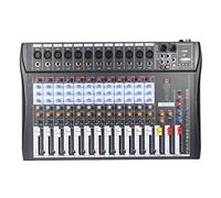 DLOETT 120S-USB 12 Channels Mic Line Audio Mixer Mixing Console USB XLR Input 3-band EQ 48V Phantom Power with Power Adapter