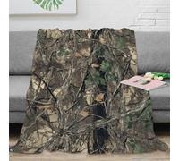 DLONIRPEX 3D Printed camo pattern Cosy Throw Microfiber Ultra Soft Warm Bedding Nature woodland Nap Blanket Lightweight Machine Washable for Homeowners Renters Families 50x60inch(127x152cm)