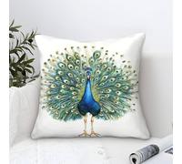 DLONIRPEX Peacock 3D Printed Pillow Covers Pillow Garden Cushion Super Soft Pack of 1 Home Decor for Sofa Bedroom 50x50cm