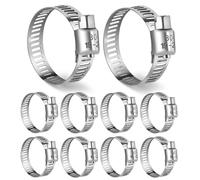 DLOUBLEIY 10PCS Hose Clamp Set - Stainless Steel Hose Clamps with Worm Gear, Adjustable 3/4'' to 1-1/8'' (19-29mm) for Plumbing, Automotive, and Mechanical Applications