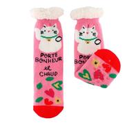 DLP - Lined Socks Non-Slip - Sherpa Cat Lucky One Size