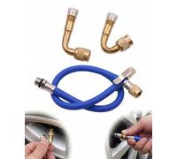 DLPRK 2 Piece Valve Extension 90° 45° Angle Adapter Set with Quick Connection Extension Tube Blue Brass for Car Motorcycle Motorhome