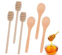 DLPRK 6pcs Honey Stirrers, Wooden Honey Spoons, Honey Stirrers with Honey Lifter, Spiral Sticks, Wooden Honey Spoon, Wooden Honey Spoon, Honey Spoon for Honey