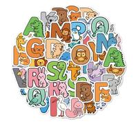 DLPRK Pack of 156 Children's Animal Alphabet Stickers - Self-Adhesive Waterproof ABC Stickers with Cute Animal Motifs for Learning & Decorating, for DIY Scrapbook, Water Bottle, Laptop, Blackboard