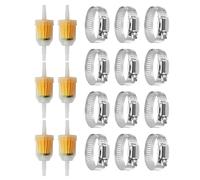 DLPRK Petrol Filter Diesel Fuel Filter 6 mm 8 mm with 12 Hose Clips Filter for Lawn Mower Motorcycle Moped Scooter Pack of 6